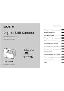 Sony Cyber-shot F77 A manual. Camera Instructions.